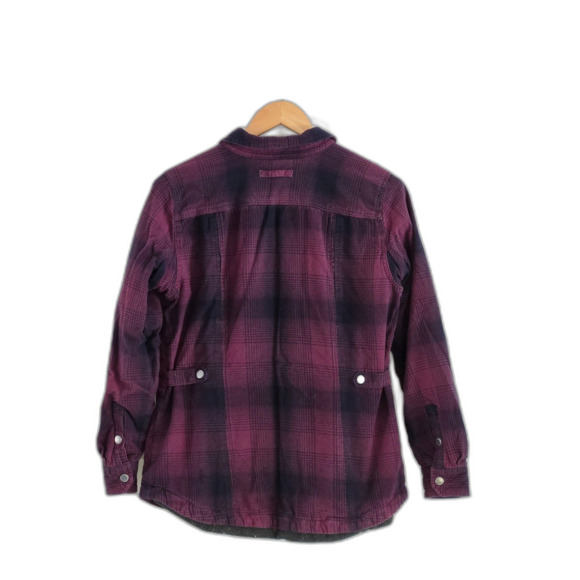 Rare Duluth Trading Co Shacket Women M Black Purple Snap Front Fleece Lined - Picture 5 of 7